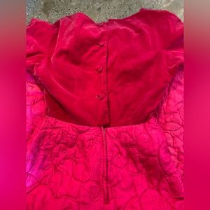 Lord and aTaylor Vintage quilted silk and velvet button down fuchsia house dress